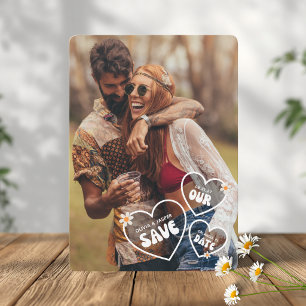 Retro Boho Gänseblümchen Foto Save the Date Karte
