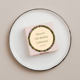 Retro Boho Green Niedlich BlumenCustom 50. Geburts Runder Aufkleber