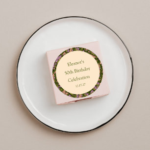 Retro Boho Green Niedlich BlumenCustom 50. Geburts Runder Aufkleber