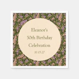 Retro Boho Green Niedlich BlumenCustom 50. Geburts Serviette