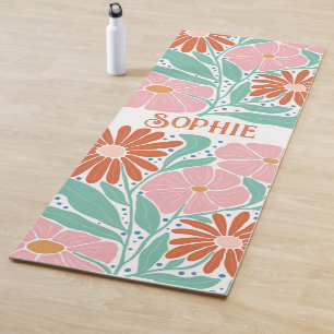 Retro Boho Groovy Blume Personalisiert Yoga Mat Yogamatte