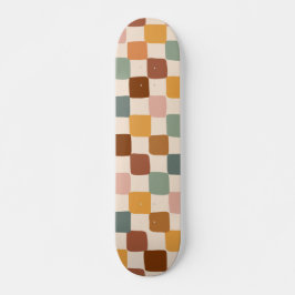 Retro Boho Groovy Checkered Bohemische 70er Skateboard