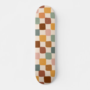 Retro Boho Groovy Checkered Bohemische 70er Skateboard