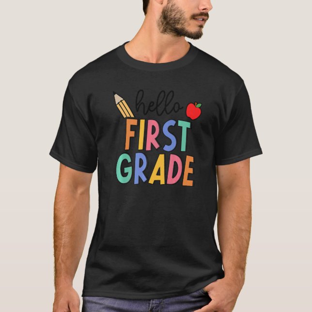 Retro Boho Hallo Erster Klasse Spaß 1ster Grader Z T-Shirt (Vorderseite)