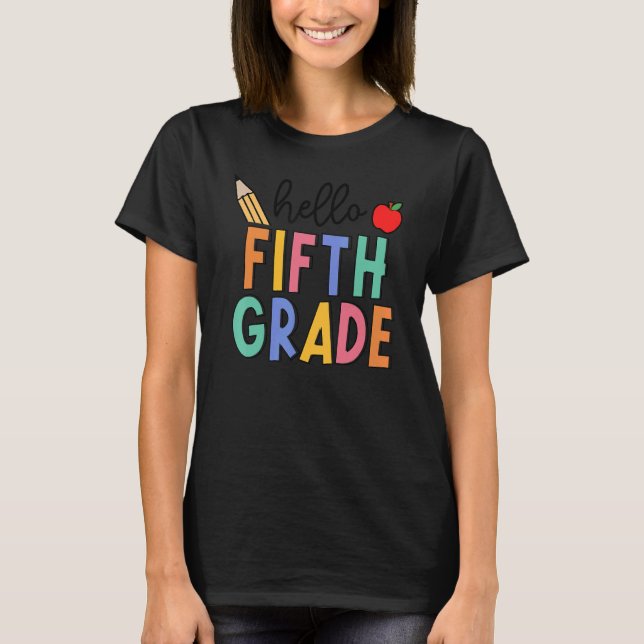 Retro Boho Hallo Fünfte Klasse Spaß 5th Grade Back T-Shirt (Vorderseite)