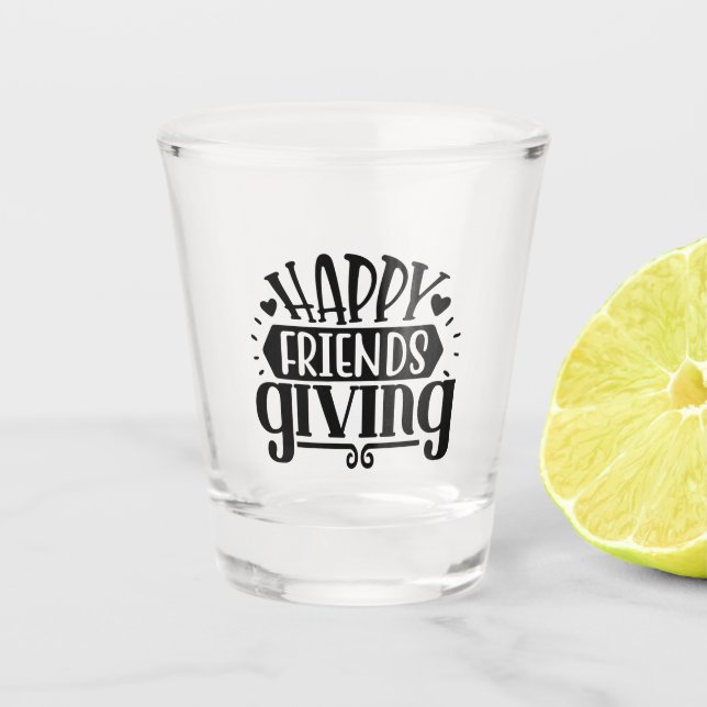 Retro Boho Happy Freundschaften Schnapsglas (Vorderseite)