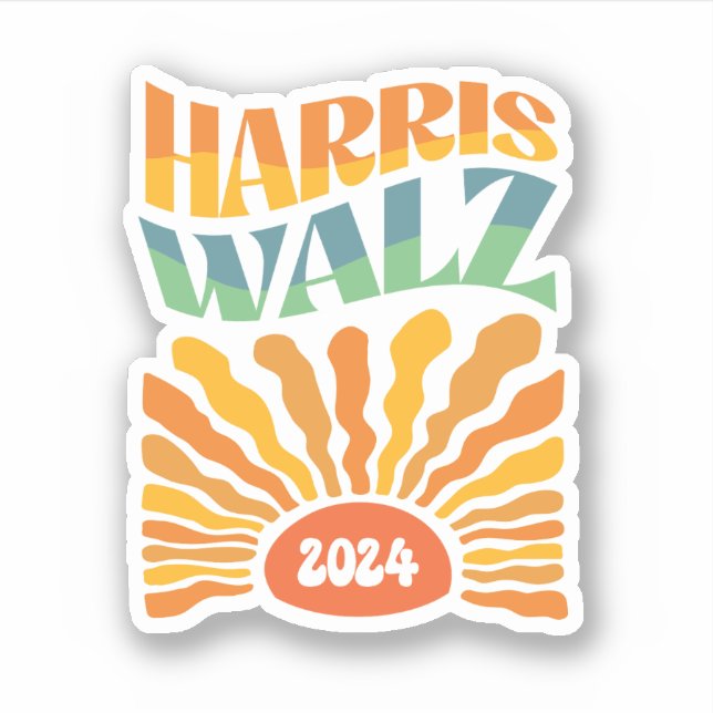 Retro Boho Harris Walz 2024 Aufkleber (Vorderseite)