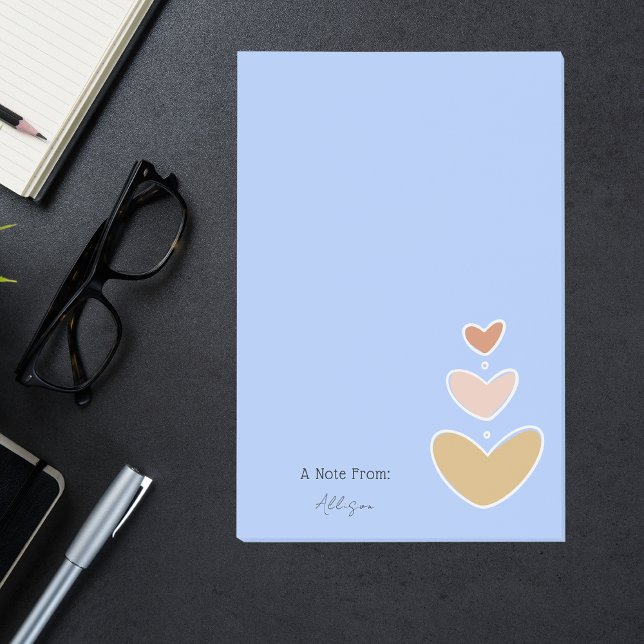 Retro Boho Hearts Pastel Blue Post-it Klebezettel (Von Creator hochgeladen)
