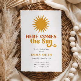 Retro Boho Here Comes The Sun Baby Shower  Einladung