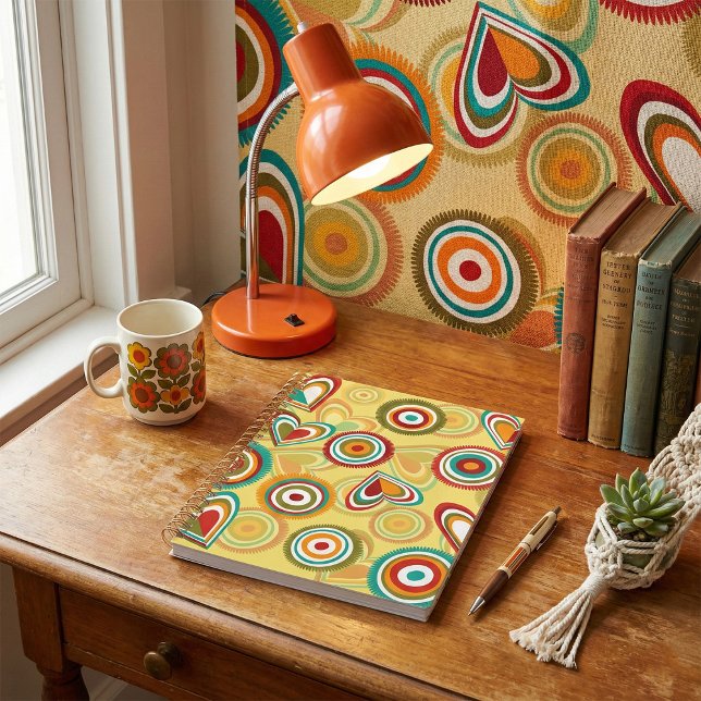 Retro Boho Herz und Kreise 70er Groovy Muster Planer (Von Creator hochgeladen)