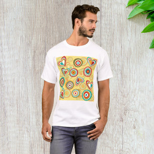 Retro Boho Herz und Kreise 70er Groovy Muster T-Shirt