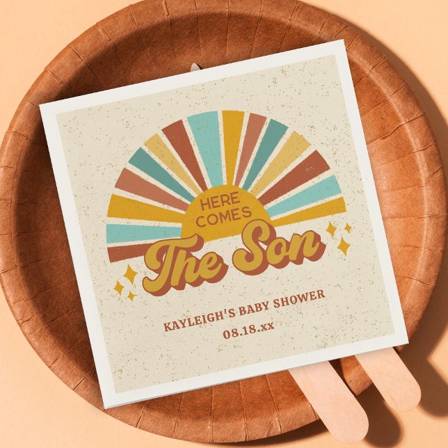 Retro Boho kommt mit der Son Baby Dusche Serviette (Von Creator hochgeladen)