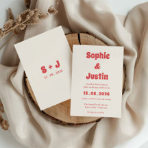 Retro Boho Korallen-Typografie-Hochzeit