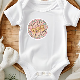 Retro Boho Lion Trio Baby Three Months Milestone Runder Aufkleber