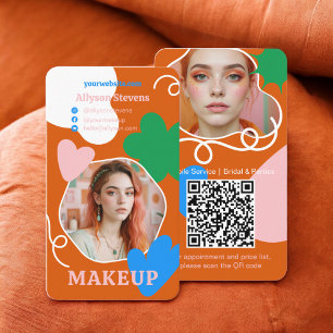 Retro boho Makeup Schönheit formt Foto qr Code Visitenkarte