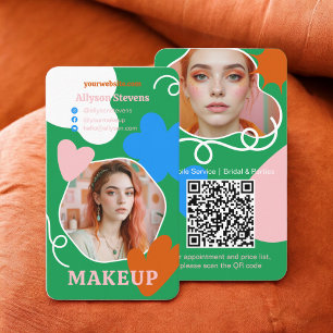 Retro boho Makeup Schönheit formt Foto qr Code Visitenkarte