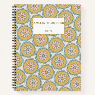 Retro Boho Mandala Blume Muster Personalisiert Notizbuch