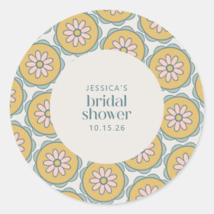 Retro Boho Mandala Floral Pastel Brautparty Runder Aufkleber