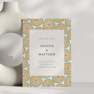 Retro Boho Mandala Floral Pastel Minimalistisch Save The Date