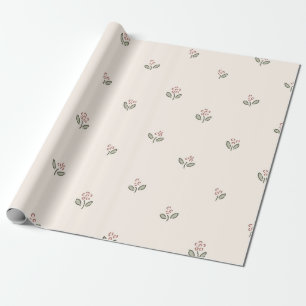 Retro-Boho-Minimalist-Ditsy-Blumenmuster Geschenkpapier