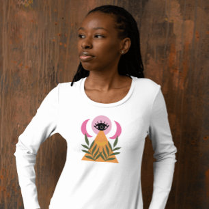 Retro Boho Mond Auge moderne pink gelbe T-Shirt
