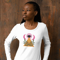 Retro-Boho-Mond-Auge Moderner rosa-gelber T - Shir