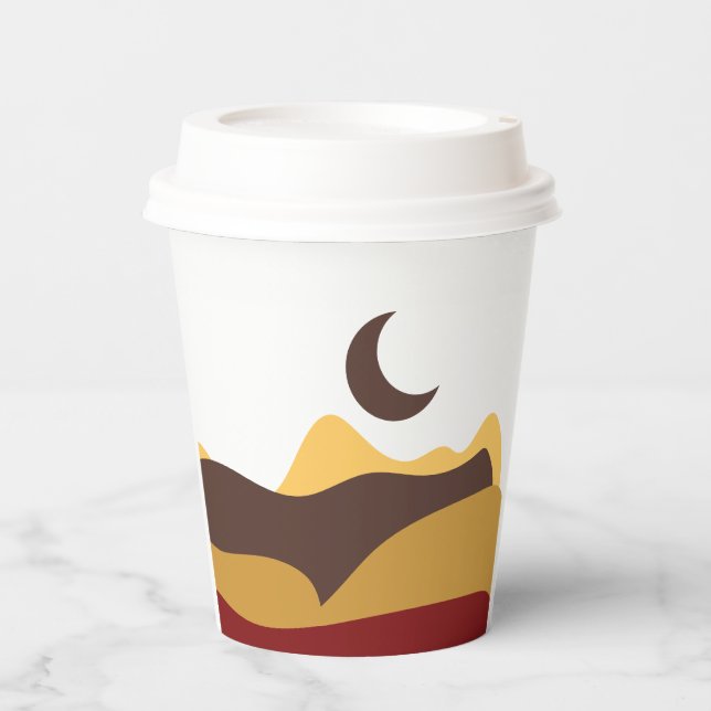 Retro Boho Moon Pappbecher (Vorderseite)