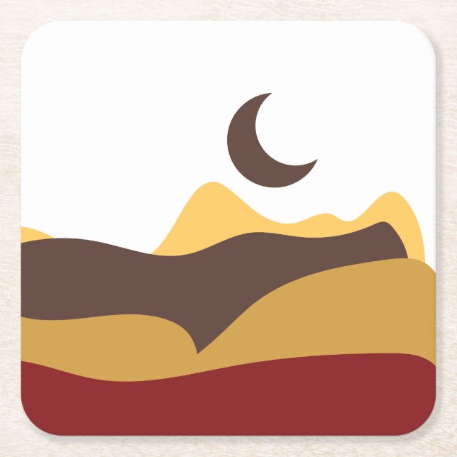 Retro Boho Moon Rechteckiger Pappuntersetzer (Vorderseite)