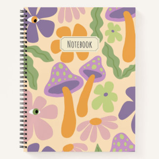Retro Boho Mushroom-Muster Notizbuch