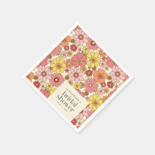Retro Boho Pink Gelb Brautparty Serviette