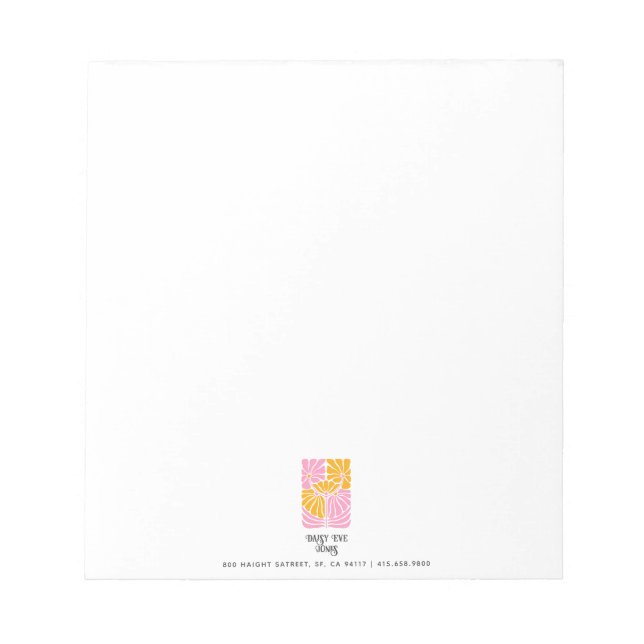 Retro Boho Pink Gold Orange Floral Notepad Notizblock (Vorderseite)