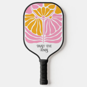 Retro Boho Pink Gold Orange Floral Personalisiert Pickleball Schläger