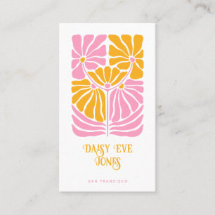 Retro Boho Pink Gold Orange Floral  Visitenkarte