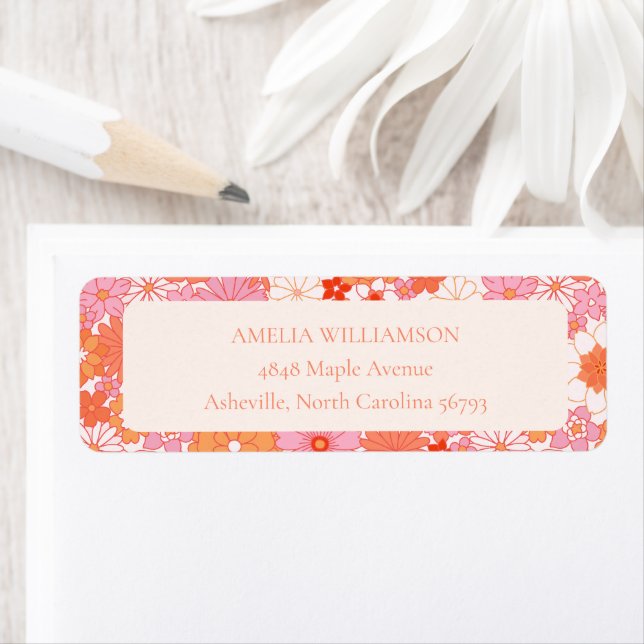 Retro Boho Pink Orange Floral Custom Baby Dusche (Insitu)