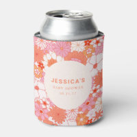 Retro Boho Pink Orange Floral Custom Baby Dusche