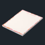 Retro Boho Pink Orange Personalisiert Name Notizblock<br><div class="desc">Retro Boho Pink und Orange Niedliche Personalisierte Bezeichnung Notepad</div>