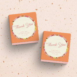 Retro Boho Pink Yellow Floral Custom Bridal Shower Runder Aufkleber