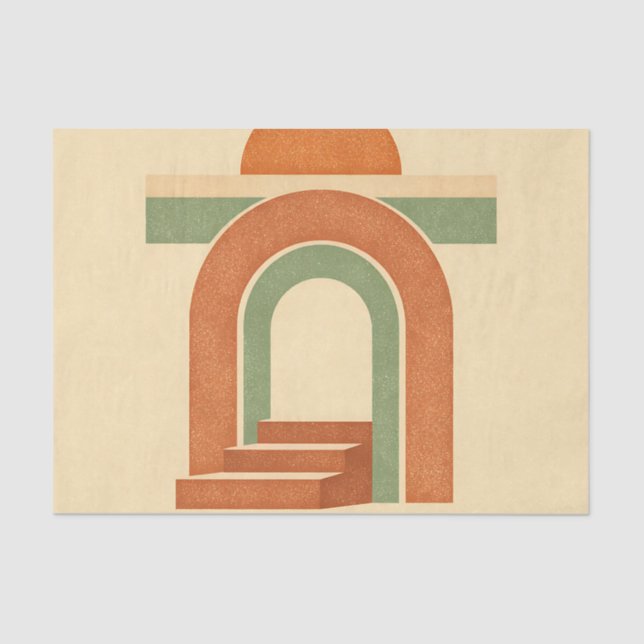 Retro Boho Rainbow Arch Minimalist Design Seidenpapier (Vorderseite)