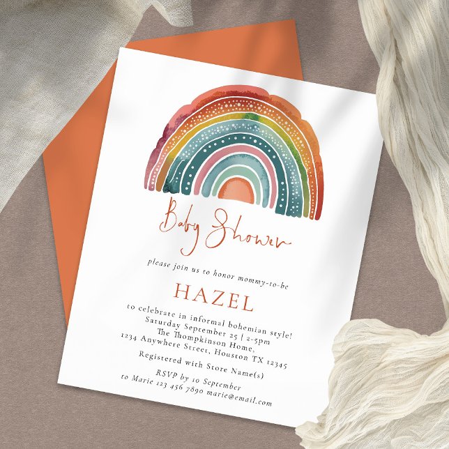 Retro Boho Rainbow Bohemisch Baby Dusche (Von Creator hochgeladen)