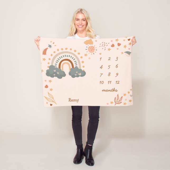 Retro Boho Rainbow Rust Baby Milestone Monate Fleecedecke (Beispiel)