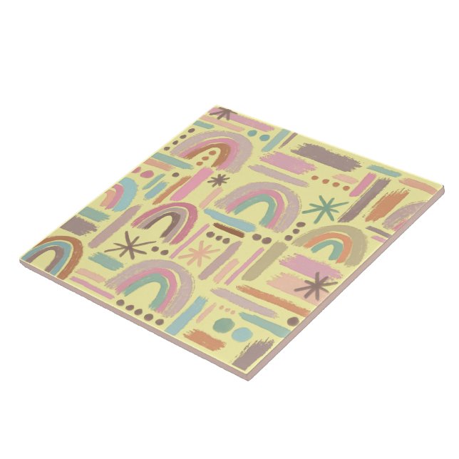 Retro-Boho-Regenbogen-Dekorative Keramikfliese (Seite)