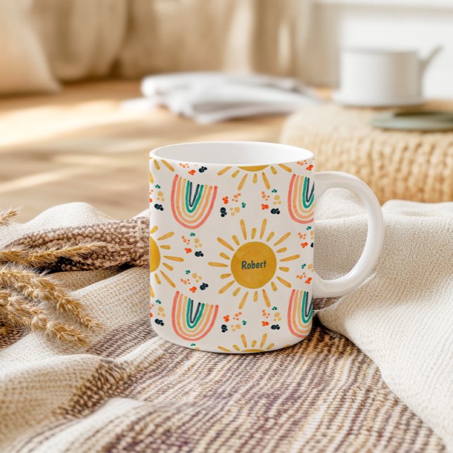 Retro Boho Regenbogen Morgen Sonnenschein Wasserfa Kaffeetasse (Von Creator hochgeladen)