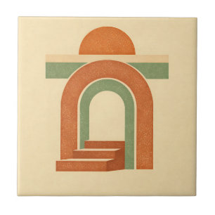 Retro-Boho-Regenbogenbogen-Minimalistisches Design Fliese