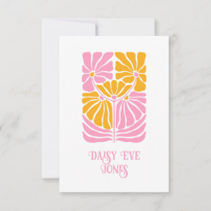 Retro Boho Rosa Orange Gold Blumenmuster Mitteilungskarte