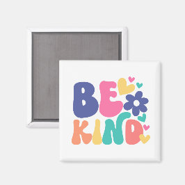Retro Boho Sei nett – Farbige Groovy-Blumenherz Magnet