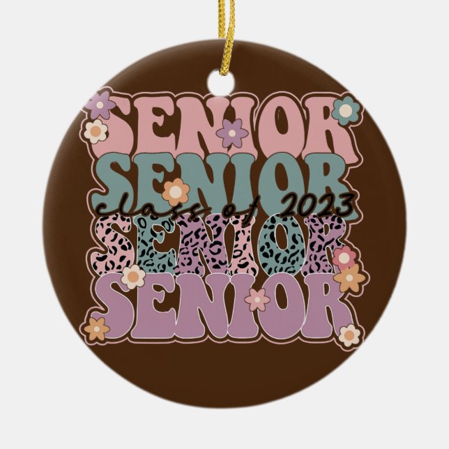 Retro Boho Senior 2023 Class of 2023 Abschluss Keramik Ornament (Vorne)