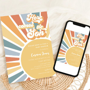 Retro-Boho-Sonnenlicht-Baby-Party Einladung