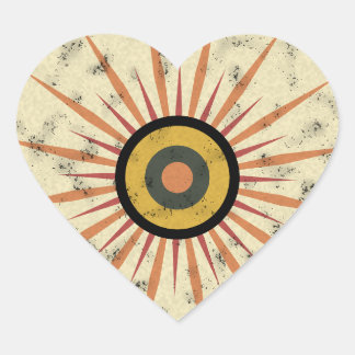 Retro-Boho-Sonnenstrahl-Design Herz-Aufkleber
