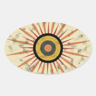 Retro-Boho-Sonnenstrahl-Design Ovaler Aufkleber