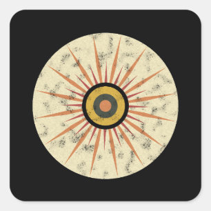 Retro-Boho-Sonnenstrahl-Design Quadratischer Aufkleber